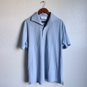 Edward Armah Polo Shirt Blue 100% Cotton Mens Luxury Casual